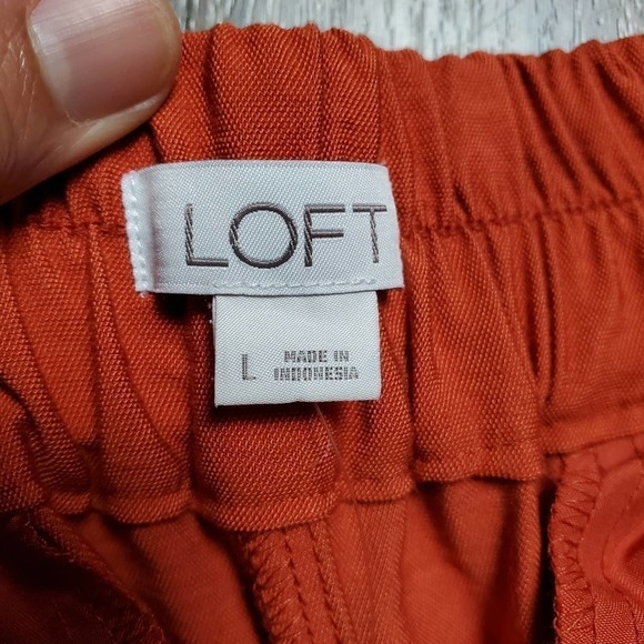 Loft Women Rusty Orange Chino Travel Casual Short Elastic Waistband Size Large - Picture 8 of 9